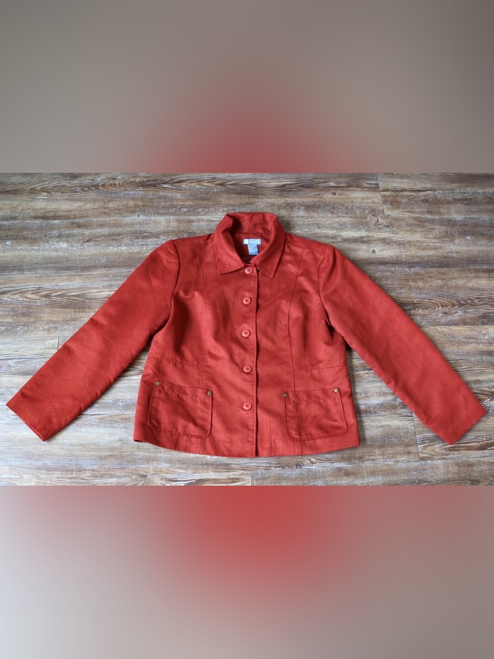 Koret Burnt Orange Faux Suede Western Jacket Vintage Inspired Womens Size 14